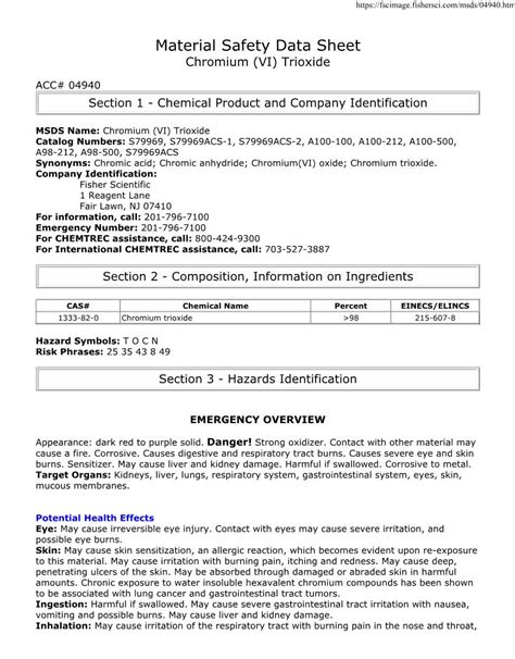 chromium metal sheet|chromium trioxide sds sheet.